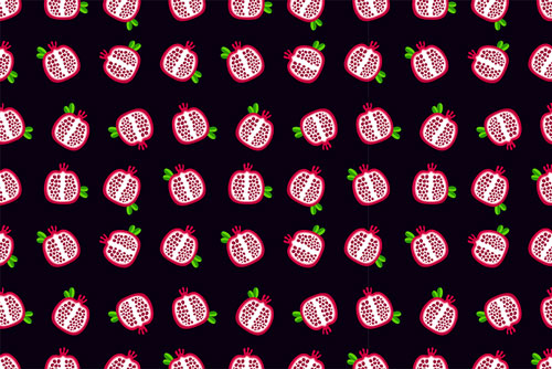 وکتور جذاب پترن انار قرمز یلدایی با زمینه مشکی مناسب برای شب یلدا